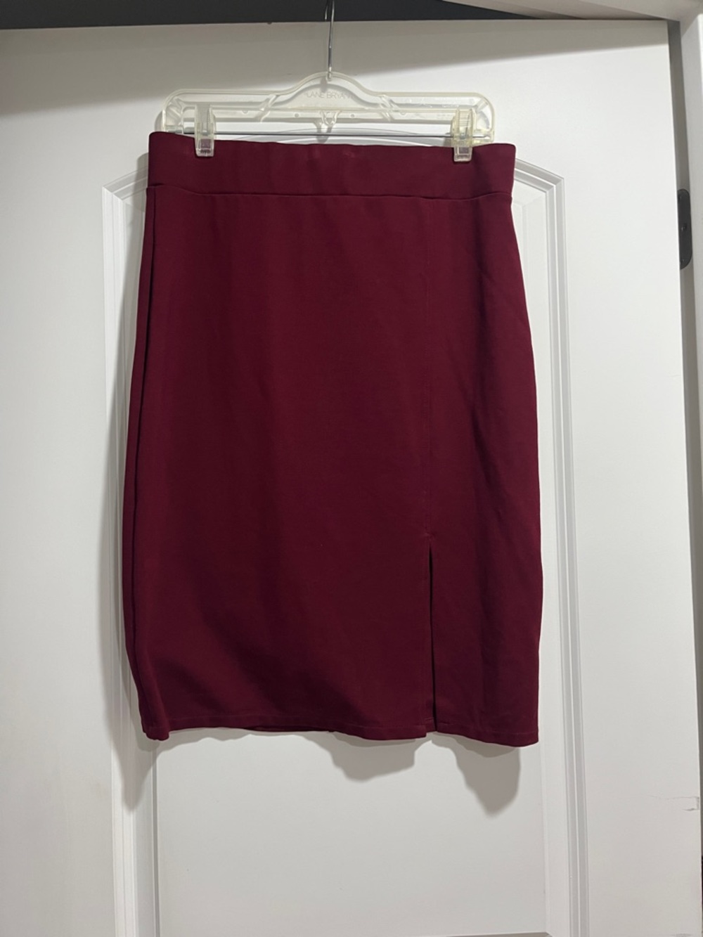 Women’s Burgundy Pencil Skirt with Side Slit